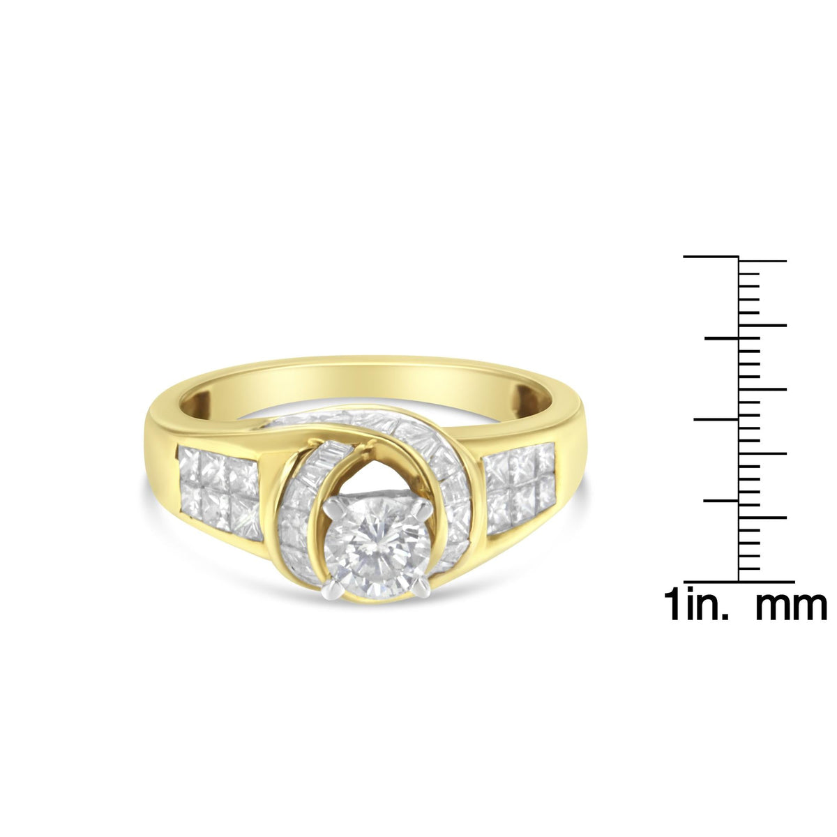 14K Two-Toned Gold Round, Baguette and Princess Cut Diamond Ring (1 1/8 Cttw, H-I Color, SI2-I1 Clarity) - JackiEaslick