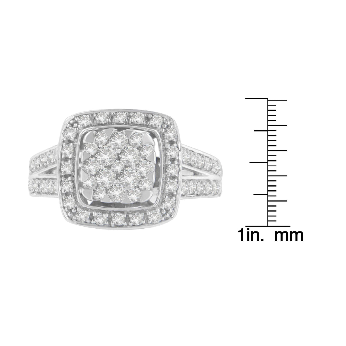 10K White Gold Diamond Cluster Ring (1 Cttw, H-I Color, SI2-I1 Clarity) - JackiEaslick