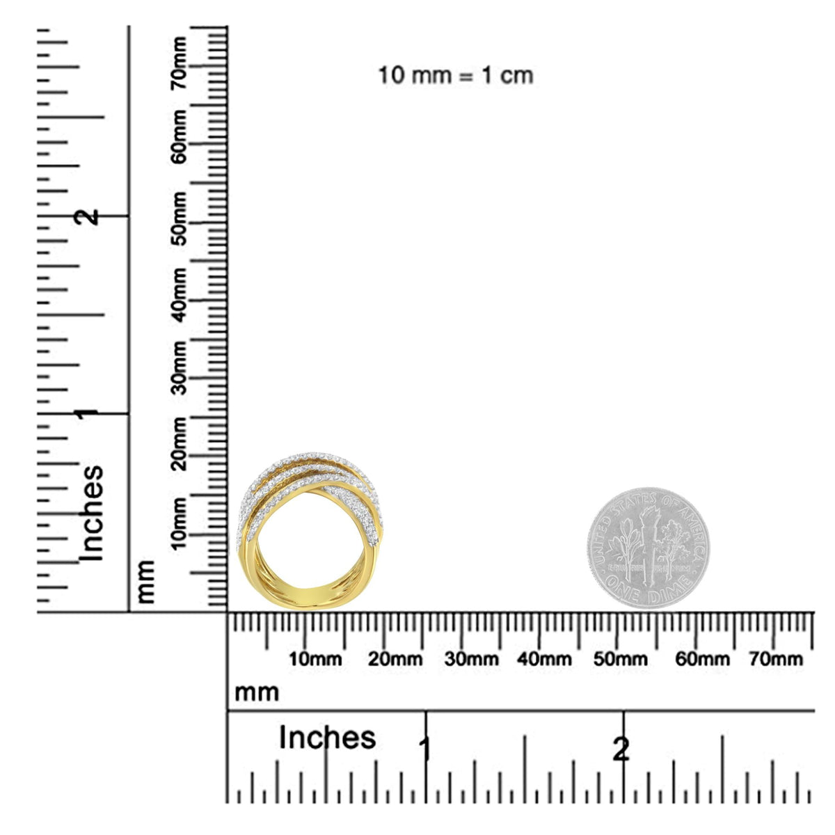 10KT Yellow Gold Diamond Bypass Ring (1 5/8 cttw, H-I Color, SI2-I1 Clarity) - JackiEaslick