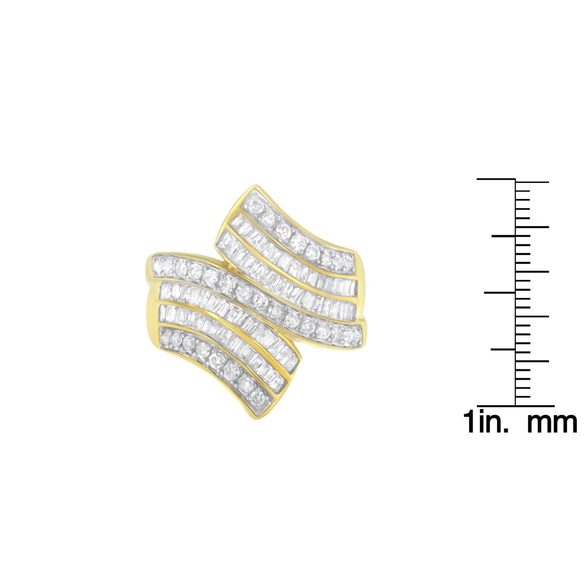 10K Yellow Gold Diamond Bypass Ring (1 1/7 Cttw, I-J Color, I1-I2 Clarity) - JackiEaslick