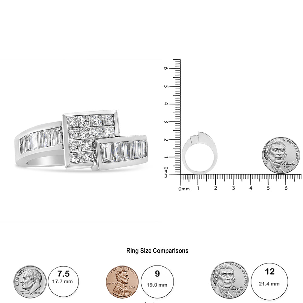 14K Gold 1 1/2 Cttw Channel-Set Princess and Baguette-Cut Diamond Bypass Ring Band (G-H Color, SI2-I1 Clarity) - JackiEaslick