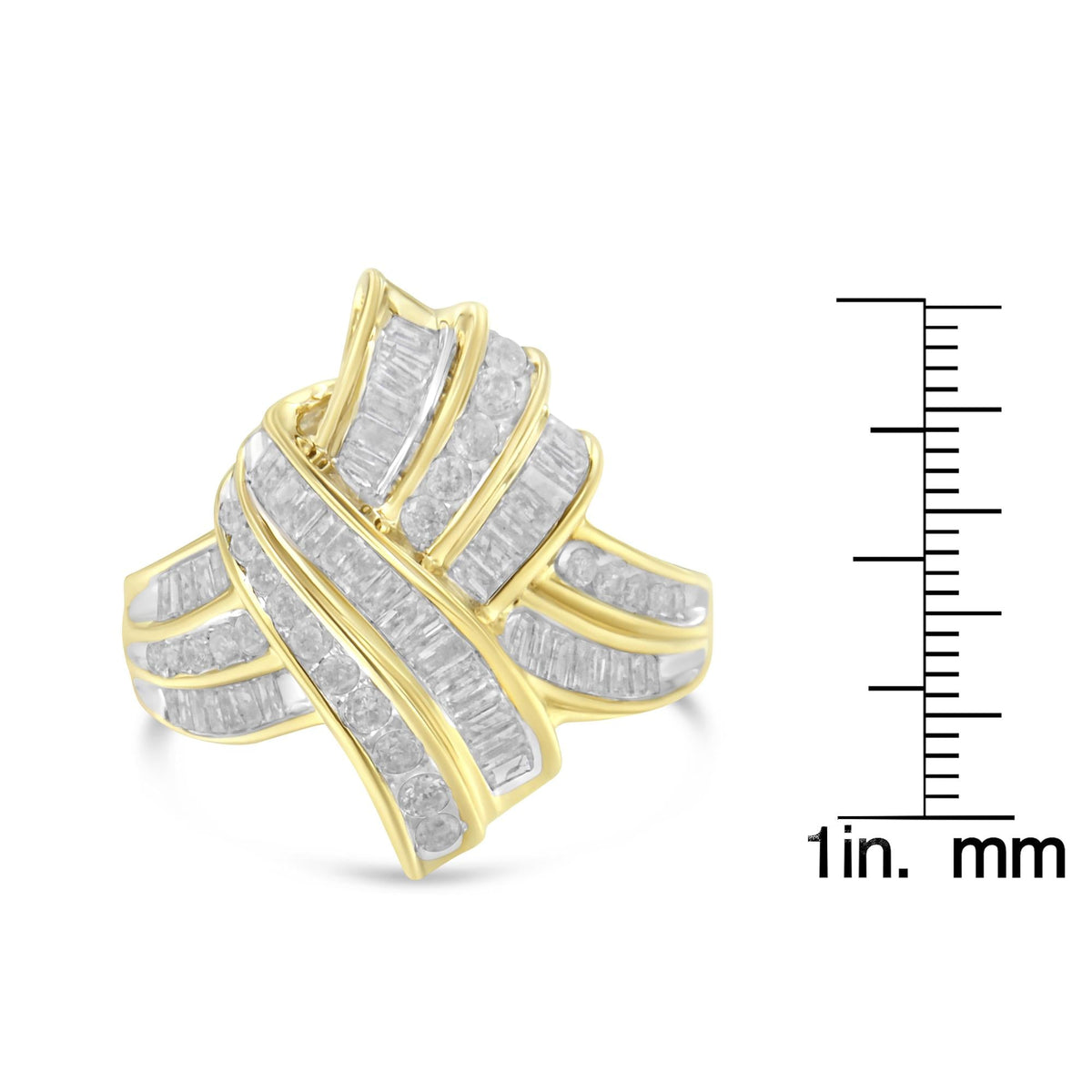 10K Yellow Gold Diamond Bypass Cocktail Ring (1 1/5 Cttw, I-J Color, I2-I3 Clarity) - JackiEaslick