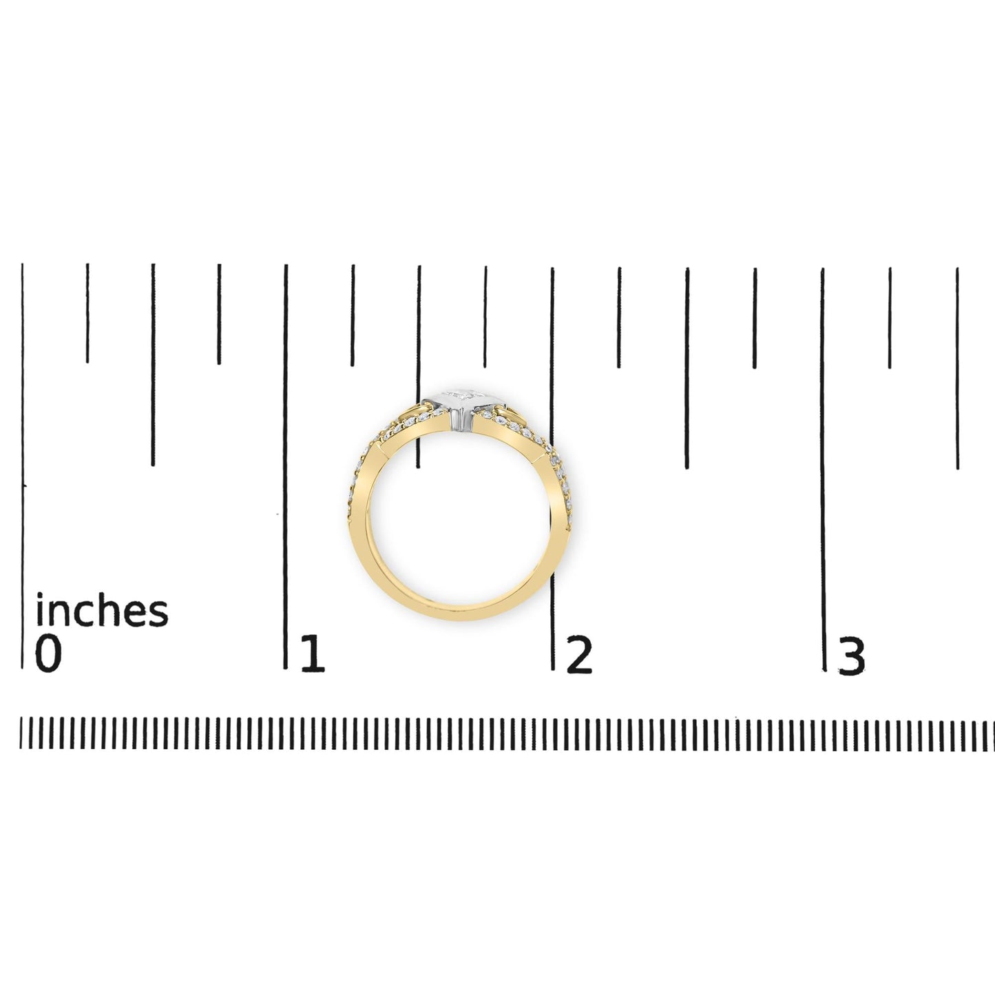10K Two Tone Color 2/3 Cttw Diamond Kite and Twist Shank Ring (H-I Color,SI2-I1 Clarity)