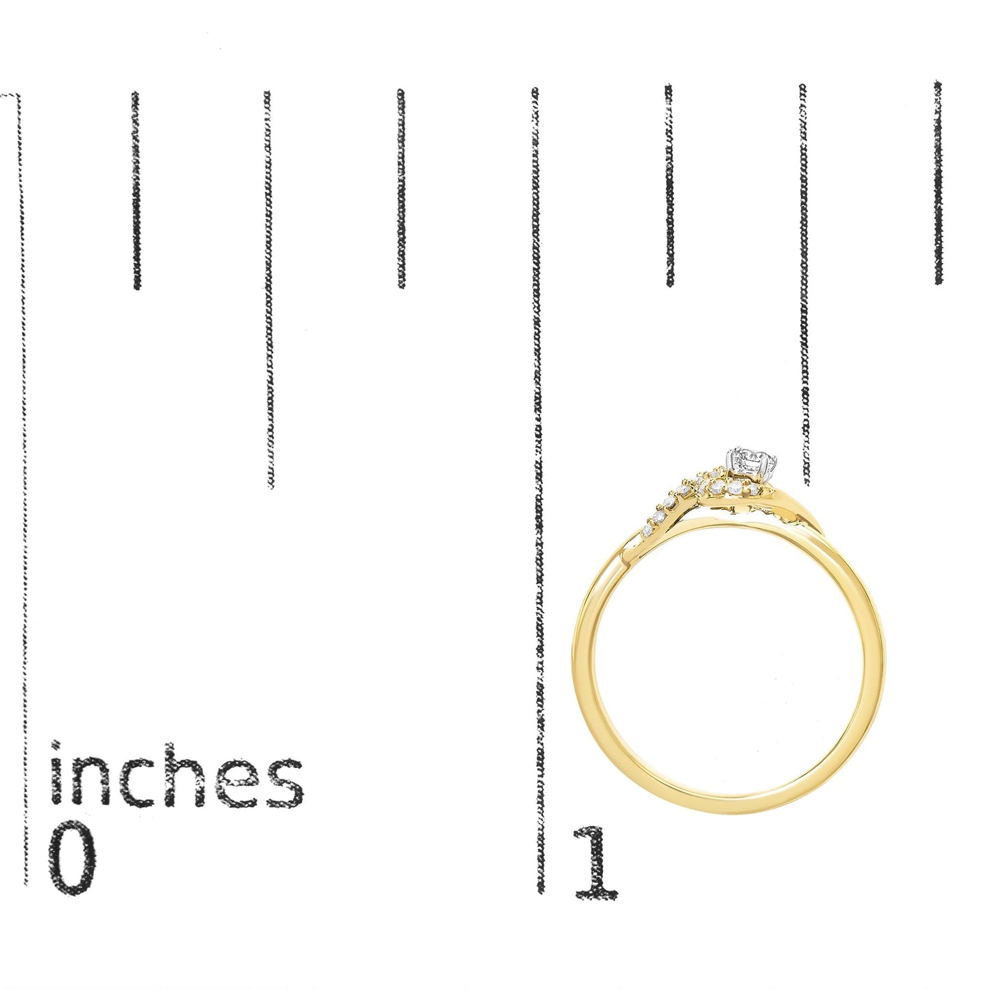 14K Yellow Gold Flash Plated .925 Sterling Silver 1/6 Cttw Diamond Swirl and Halo Promise Ring (I-J Color, I3 Clarity)