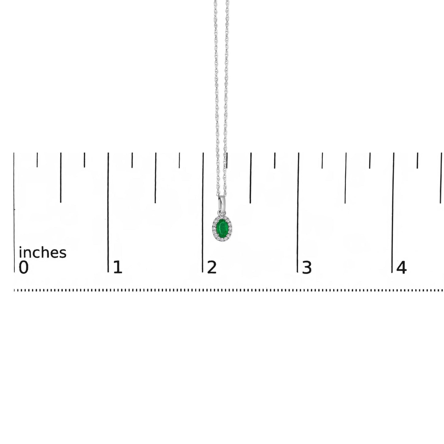 10K White Gold 5x3mm Gemstone and Diamond Accent Halo Oval Shape 18" Pendant Necklace (I-J Color, I1-I2 Clarity)