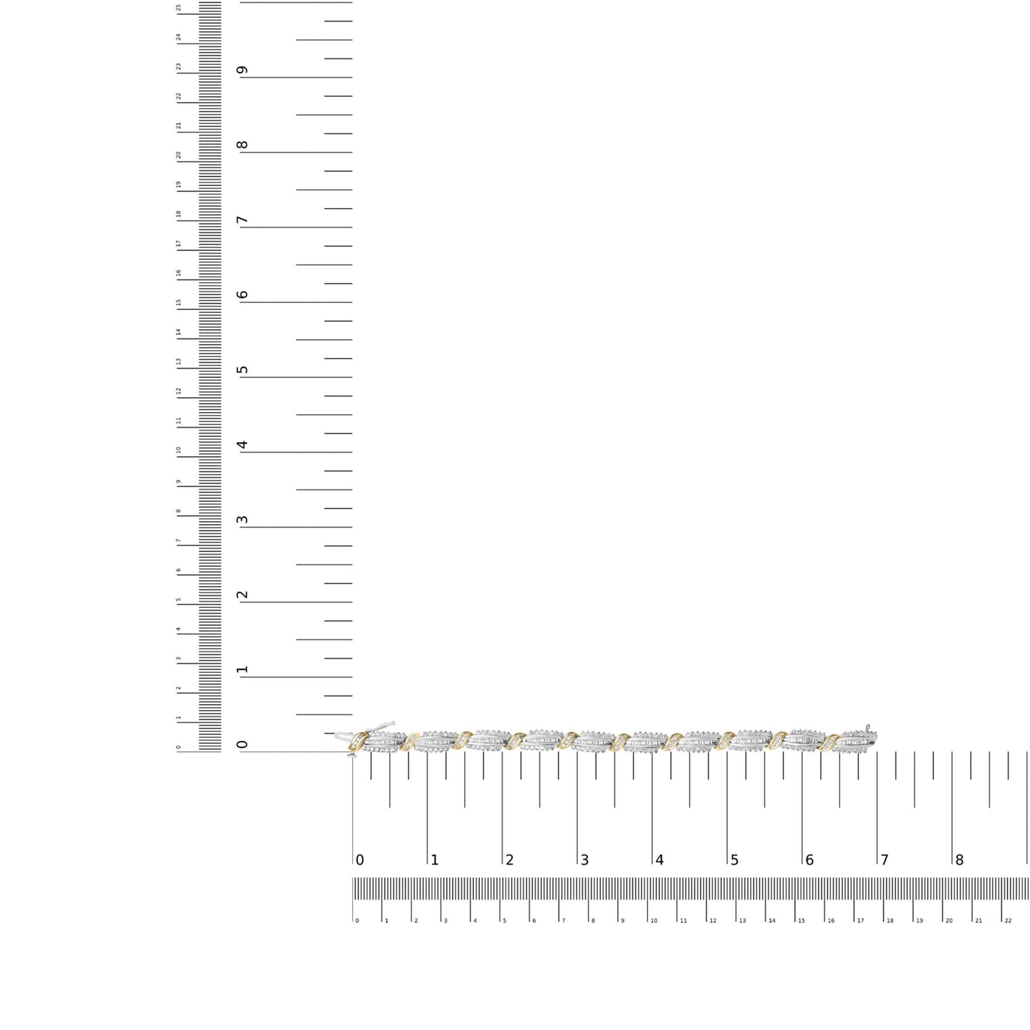 14K Two Tone Gold 3.00 Cttw Diamond Multi Row and S Link Bracelet (H-I Color, I1-I2 Clarity) - 7" Inches