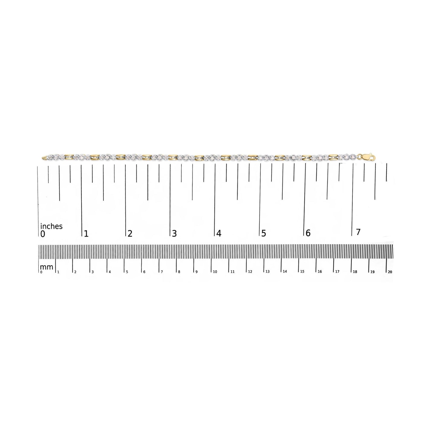 10k Yellow Gold 1.00 Cttw Diamond 3 Stone Link Bracelet (I-J Color, I1-I2 Clarity) -7.25" Inches