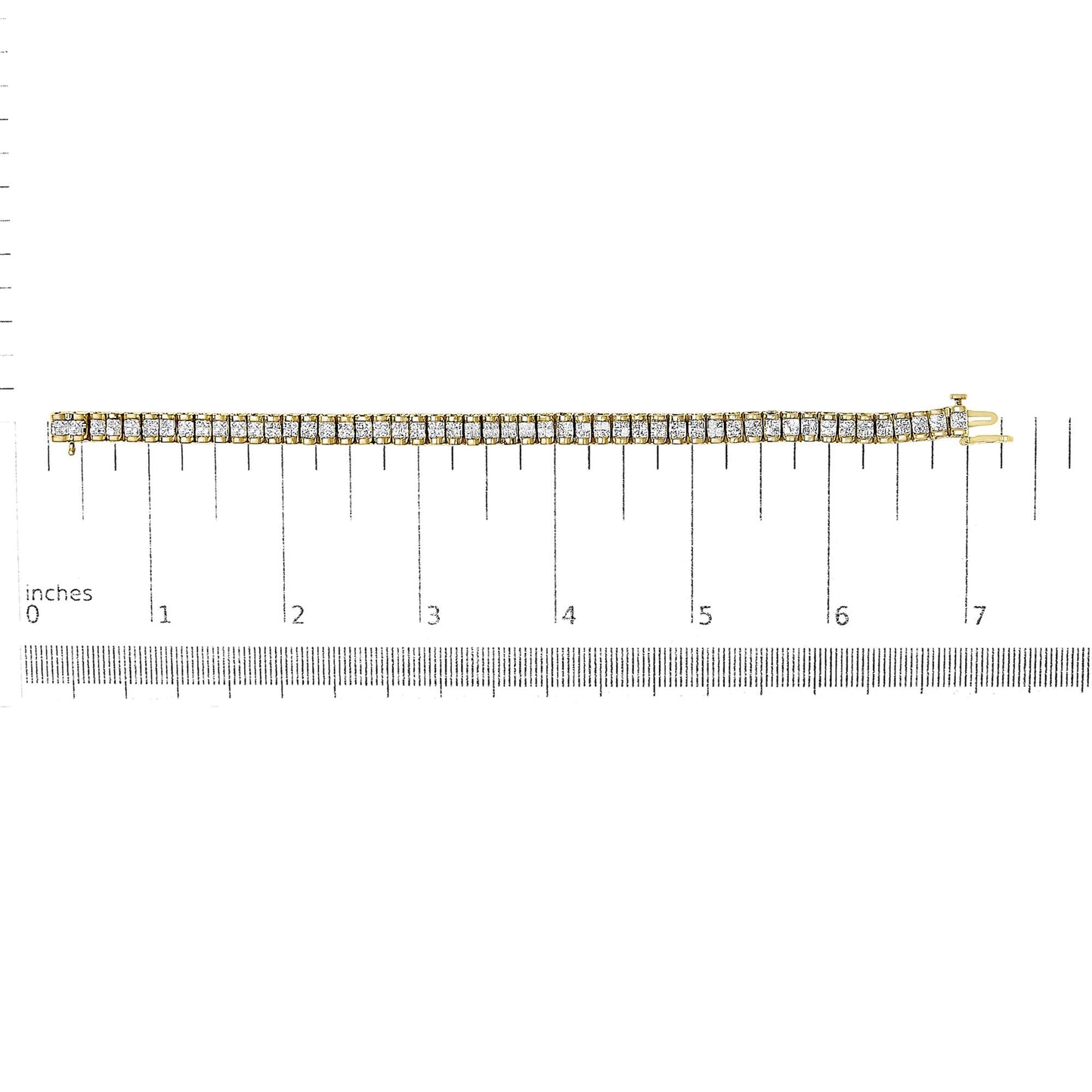 14K Gold 3.0 Cttw Princess Cut Quad Invisible Set Tennis Bracelet (H-I Color, SI1-SI2 Clarity) - 7”