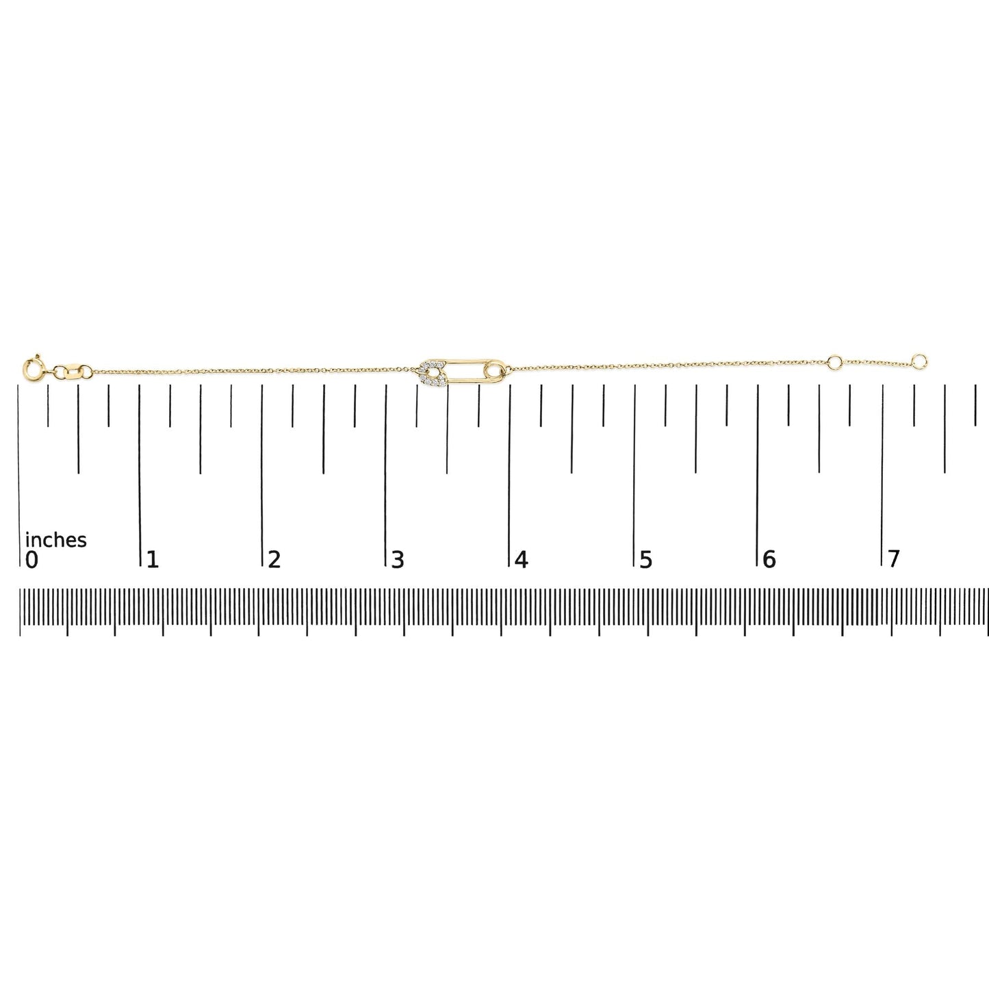 10K Yellow Gold 1/10 Cttw Diamond Paperclip Charm Adjustable Link Bracelet  (J-J Color, I1-I2 Clarity) - 7.25 Inch