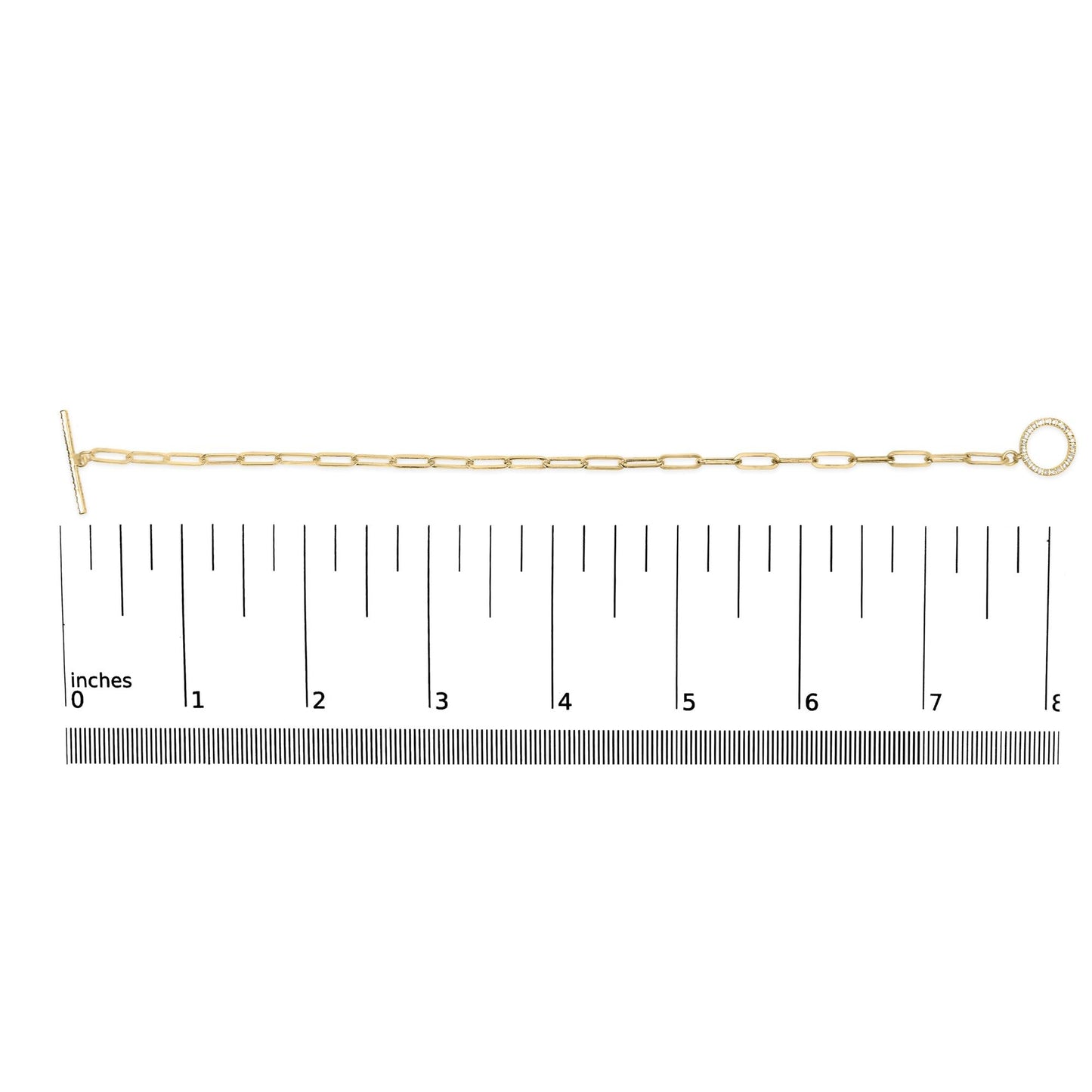 14KT Yellow Gold 1/4ct Cttw Diamond Bar and Hoop Toggle Paperclip Chain Bracelet (I-J Color, I1-I2 Clarity) - 7.25"