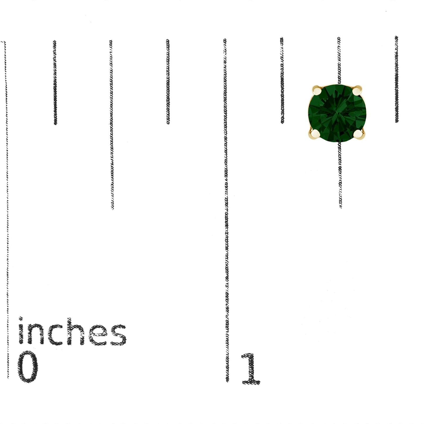 14K Gold Lab Grown Green Diamond Classic Solitaire Stud Earrings