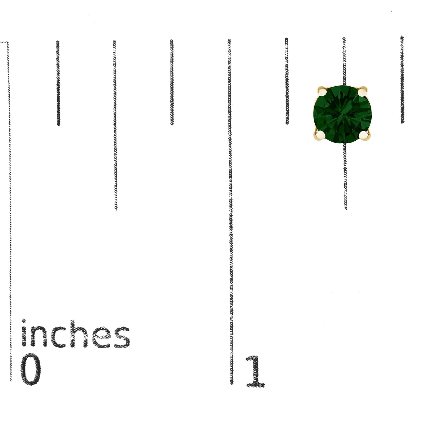 14K Gold Lab Grown Green Diamond Classic Solitaire Stud Earrings