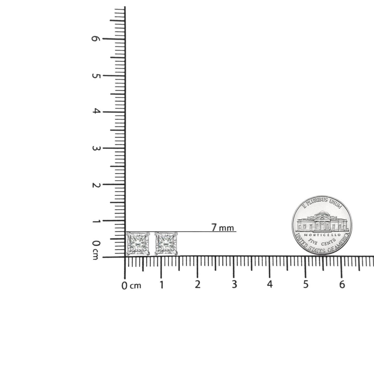 .925 Sterling Silver Miracle Set Princess-cut Diamond Solitaire Stud Earrings (H-I Color, I2-I3 Clarity)