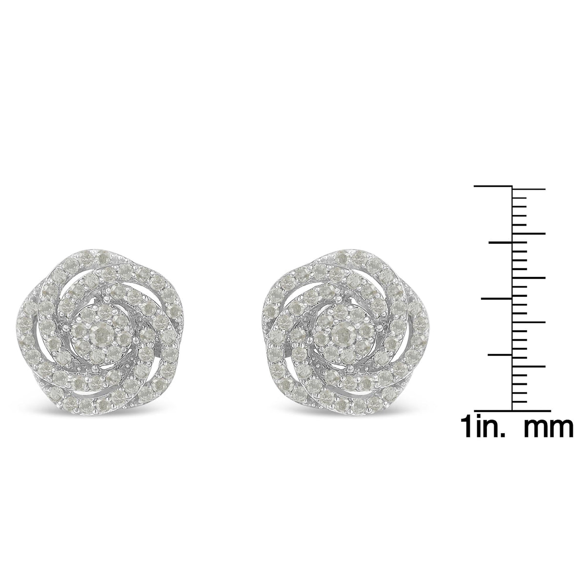 10KT White Gold Diamond Flower Stud Earring (1/2 cttw, I-J Color, I1-I2 Clarity) - JackiEaslick