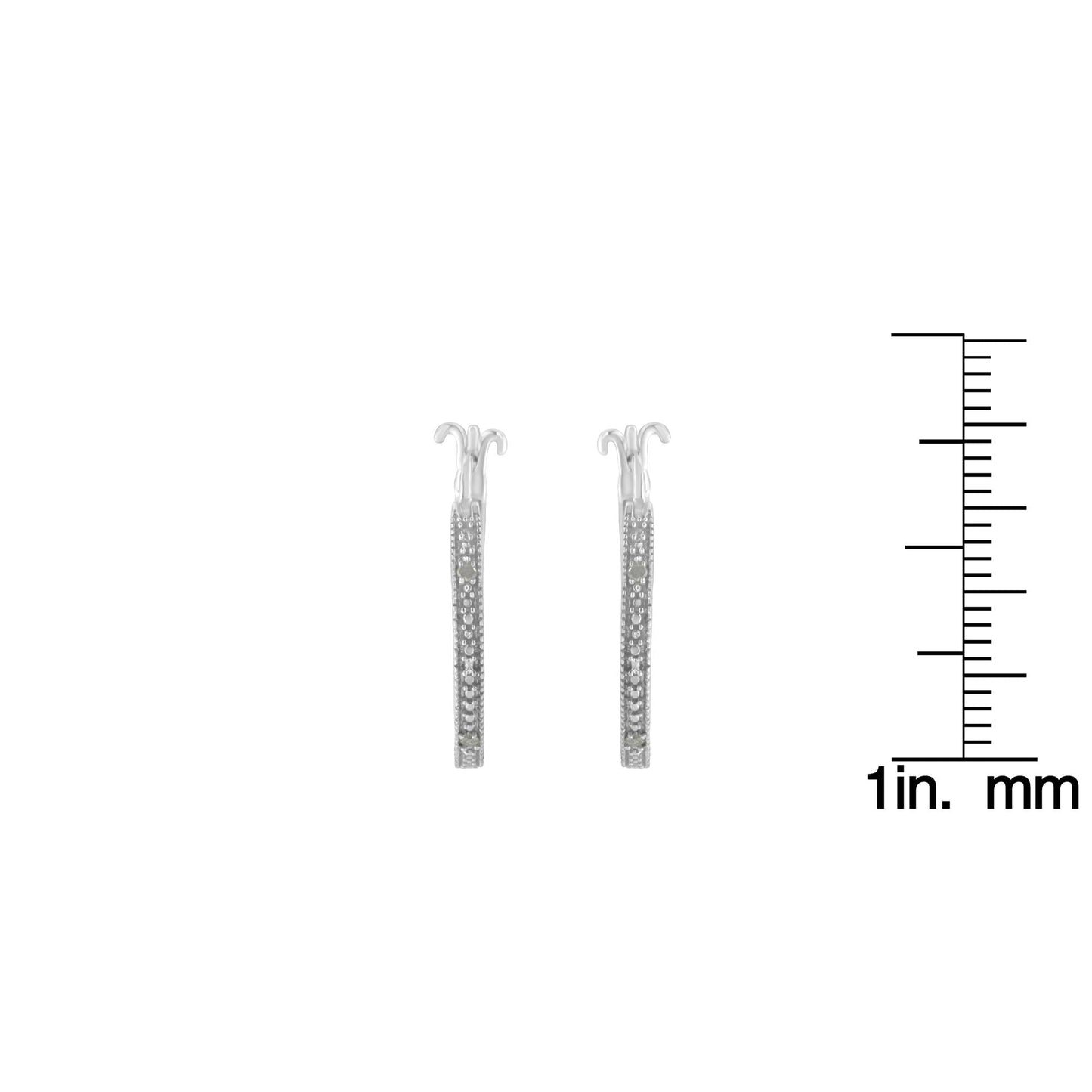 .925 Sterling Silver Miracle-Set Diamond Pave Style Hoop Earrings (I-J Color, I3 Clarity)