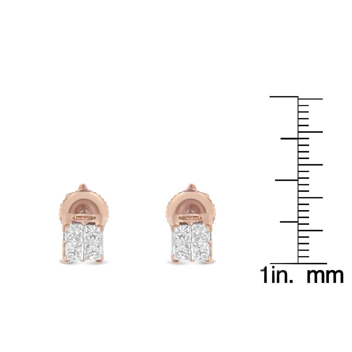 10KT Gold Princess Diamond Stud Earring (1/4 cttw, J-K Color, I1-I2 Clarity) - JackiEaslick