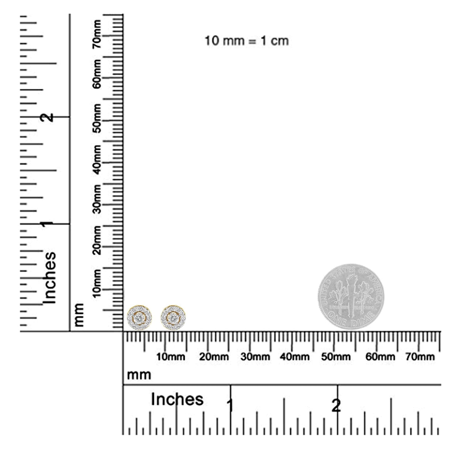 2 Micron Yellow Gold Plated Sterling Silver Diamond Stud Earring (1/2 cttw, J-K Color, I2-I3 Clarity)