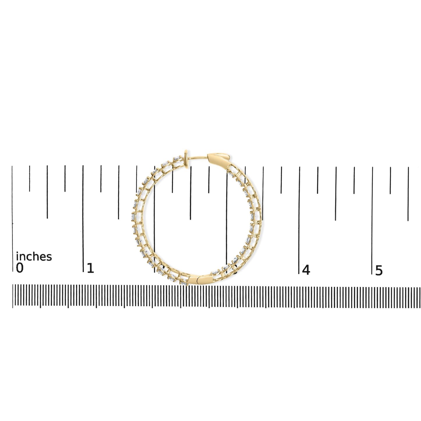 14K Yellow Gold 7.0 Cttw Round Brilliant Cut Diamond 1-¾ Inside Out Hinged Leverback Hoop Earrings (I-J Color, I1-I2 Clarity)