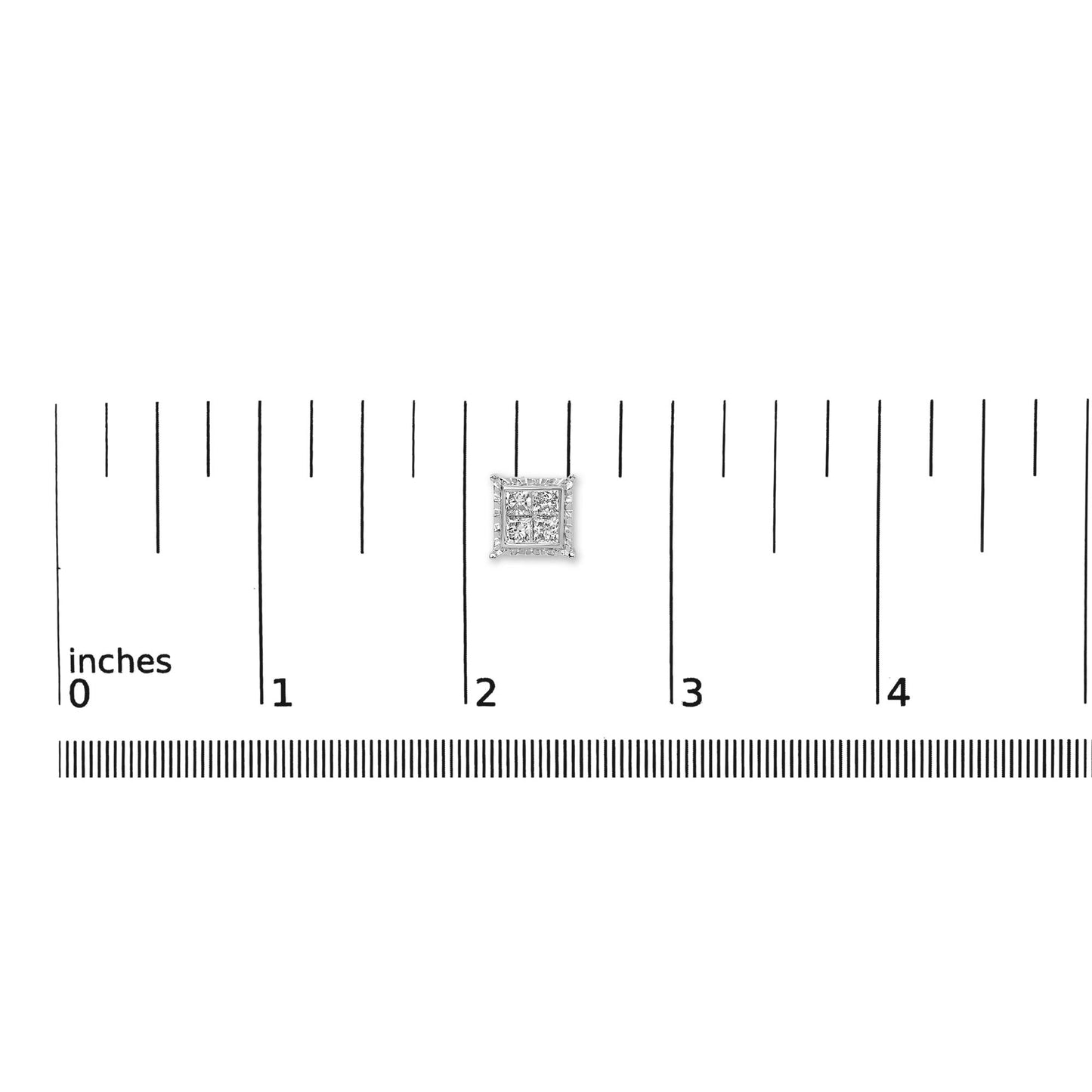 14K White Gold 2.00 Cttw Invisible Set Princess-Cut Lab Grown Diamond Wavy Quad Stud Earrings