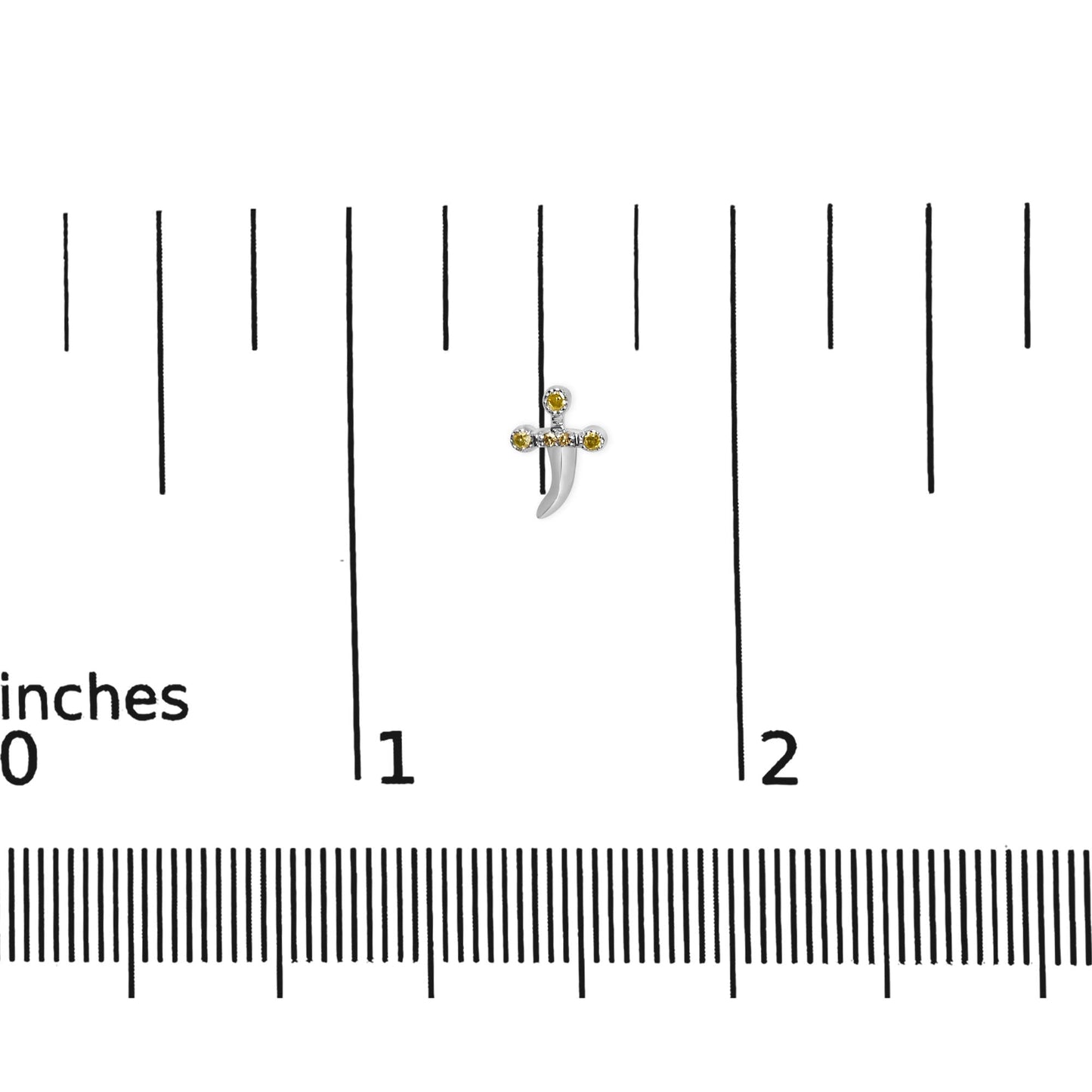 .925 Sterling Silver Yellow Diamond Accent Knife Earrings (Yellow Color, SI1-SI2 Clarity)