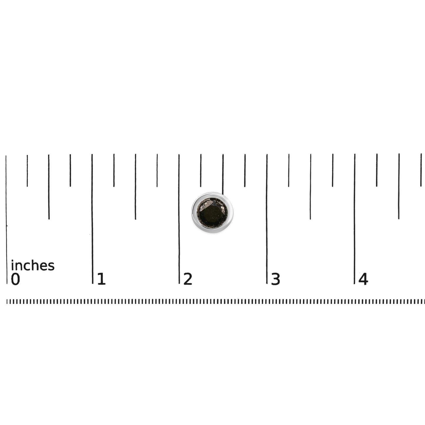 .925 Sterling Silver Round Brilliant-Cut Black Diamond Bezel-Set Stud Earrings with Screw Backs (Fancy Color-Enhanced, I2-I3 Clarity)