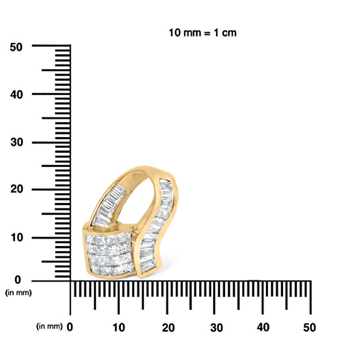 14k Yellow Gold 2.0 Cttw Princess and Baguette-cut Diamond Art Deco Inspired Pendant Necklace (G-H Color, VS1-VS2 Clarity) - 18 Inch