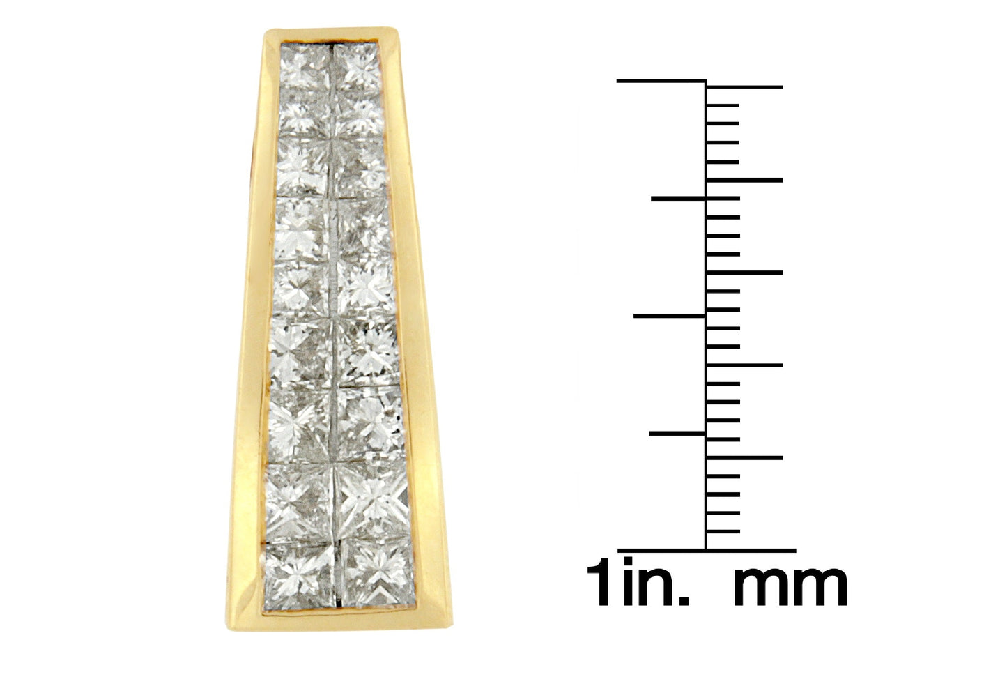 14K Yellow Gold 1 1/2 cttw Princess Cut Diamond Greek Column Pendant Necklace (G-H, VS1-VS2)