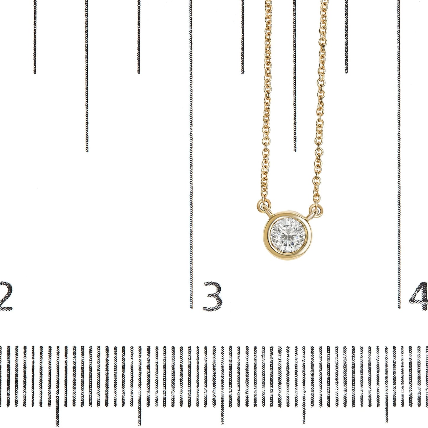 10K Gold Round Brilliant-Cut Diamond Modern Bezel-Set Solitaire 16"-18" Pendant Necklace (H-I Color, SI2-I1 Clarity)