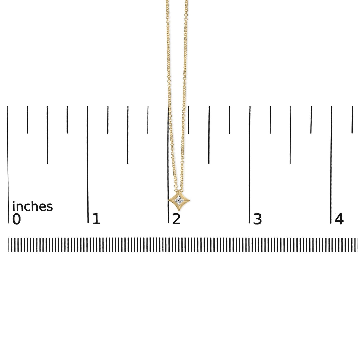 10K Gold 1/10 Cttw Bezel Set Solitaire Princess Cut Diamond Kite Shaped Pendent Necklace - 18" Inches