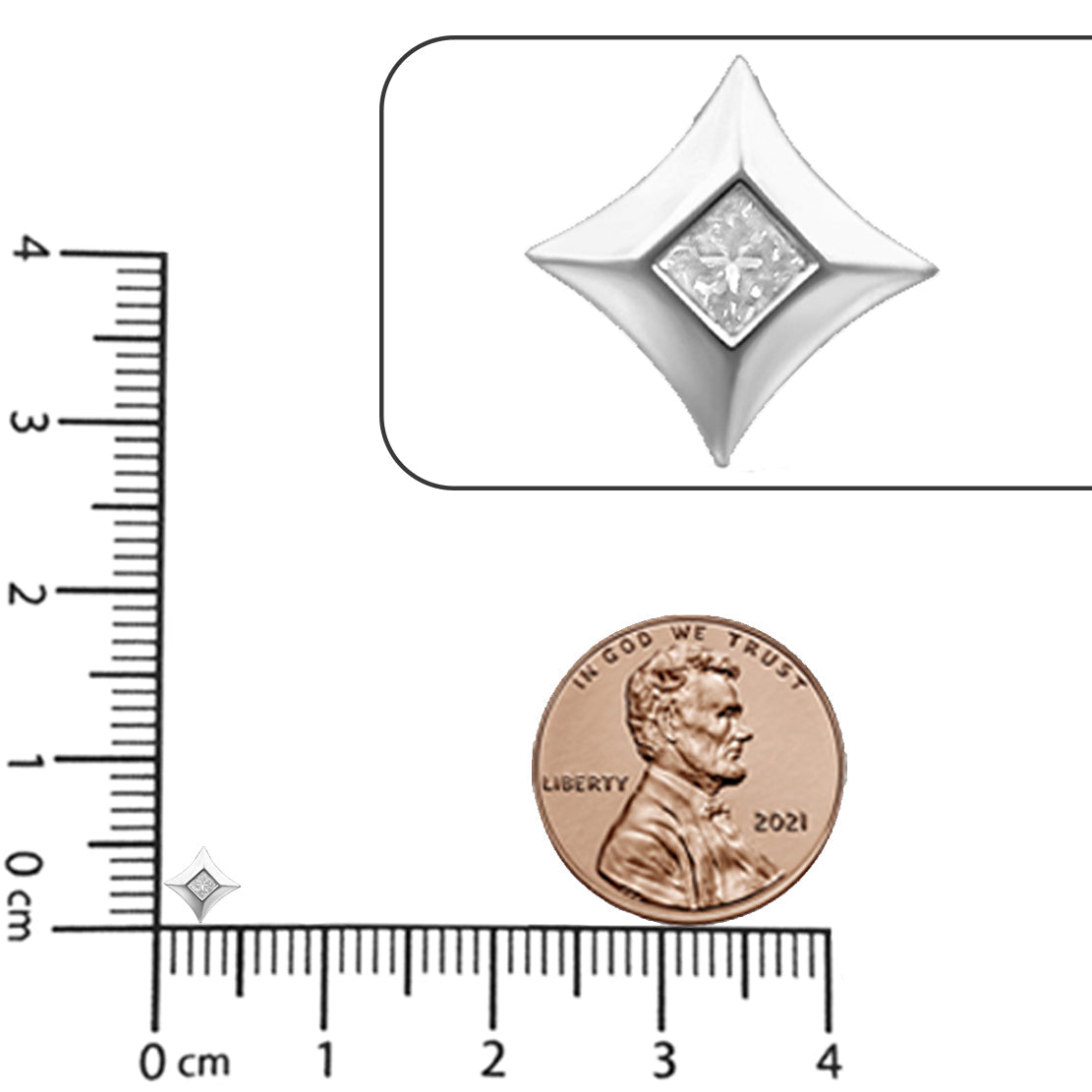 10K Gold 1/5 Cttw Bezel Set Princess Diamond Kite Shaped Solitaire Pendent Necklace