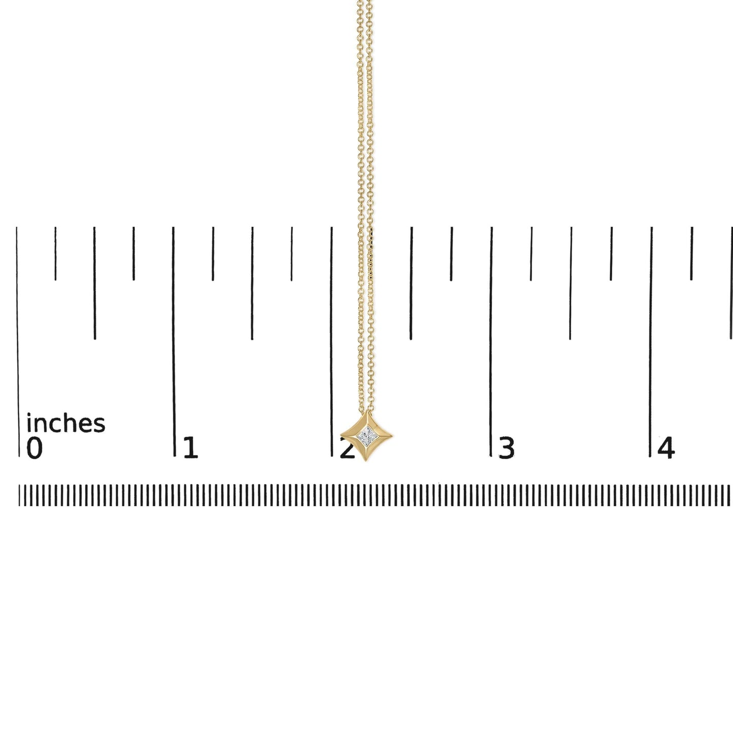 10K Gold 1/5 Cttw Bezel Set Princess Diamond Kite Shaped Solitaire Pendent Necklace