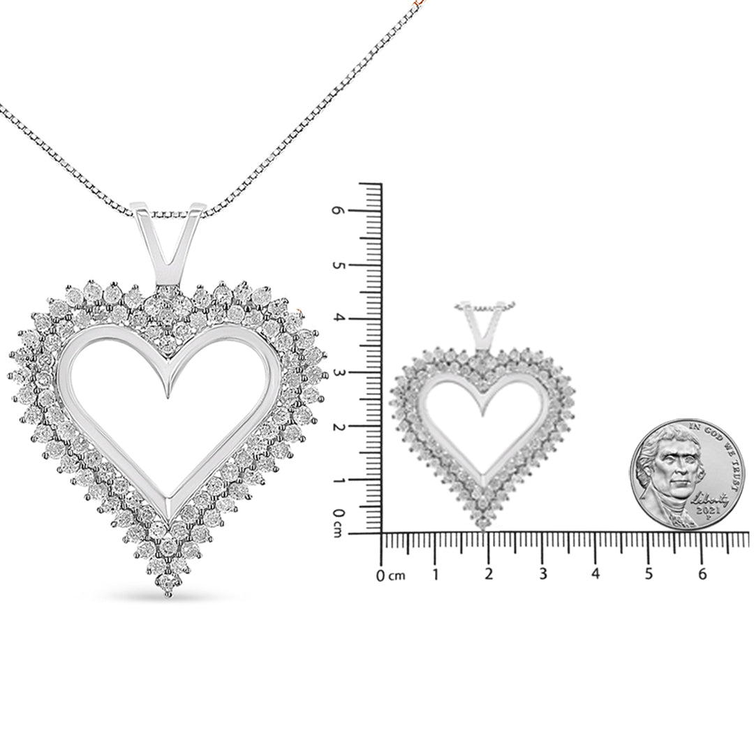 .925 Sterling Silver Diamond Heart 18" Pendant Necklace (I-J Color, I2-I3 Clarity)
