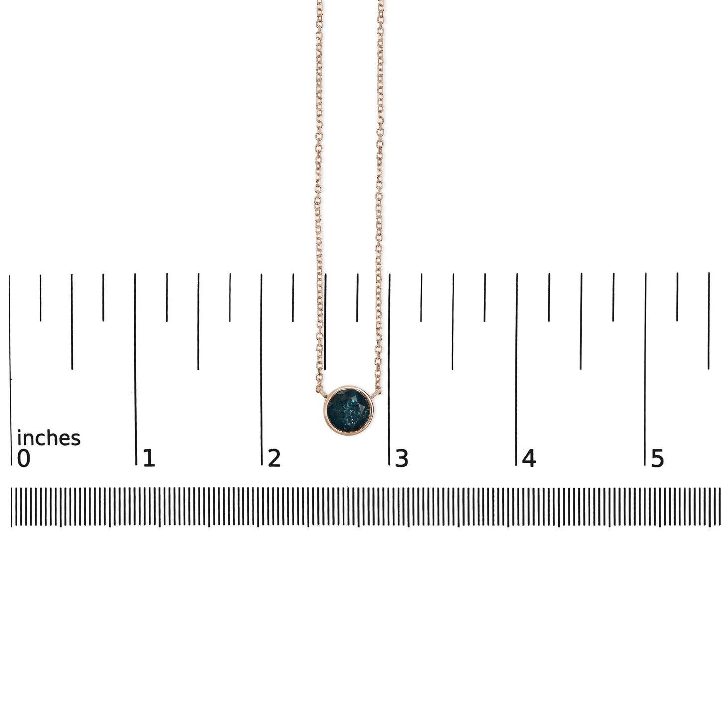 14K Rose Gold 2.0 Cttw Bezel Set Blue Diamond Solitaire Pendant Necklace  - 18" Inches