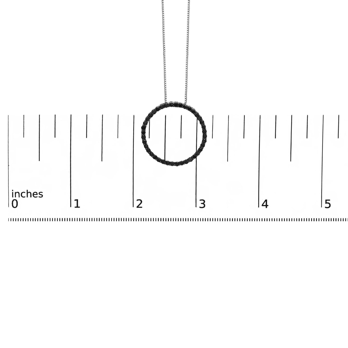 .925 Sterling Silver Black Diamond Open Hoop Circle 18" Pendant Necklace (Black Color, I2-I3 Clarity)