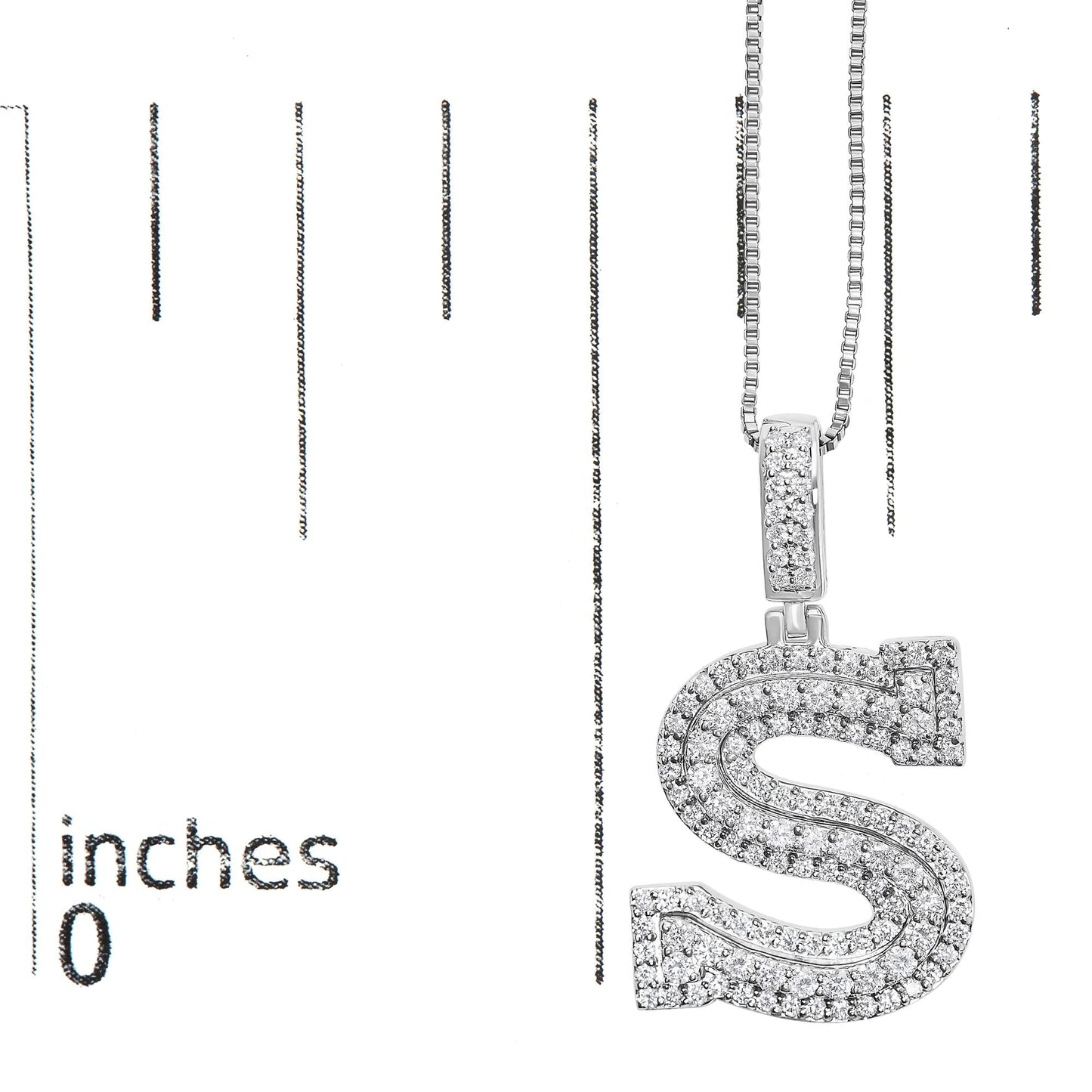 .925 Sterling Silver 1 1/10 Cttw Round Lab-Grown Diamond "S" Pendant Necklace - 18"