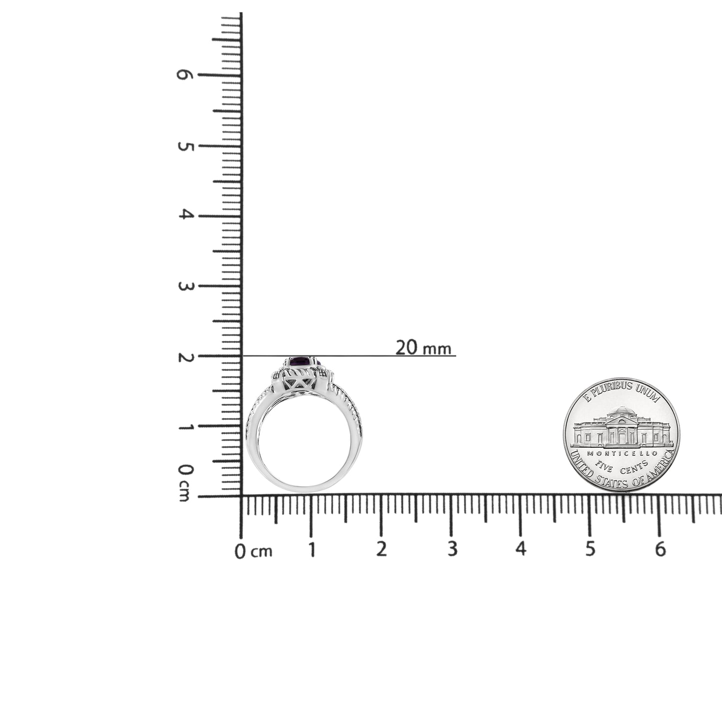 .925 Sterling Silver 9X7 Oval MM Purple Amethyst Solitaire and Diamond Accent Ring