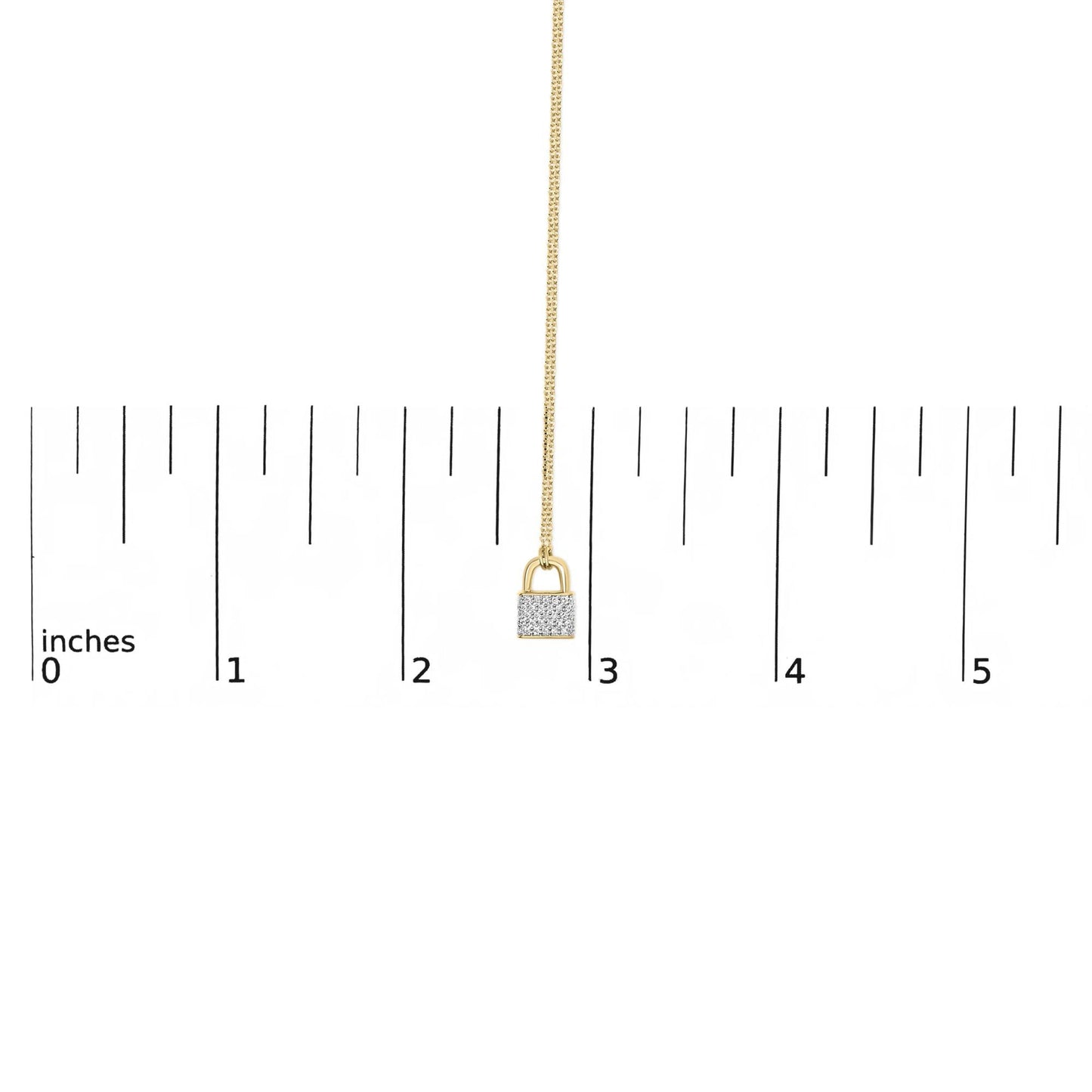 14K Yellow Gold 1/6 Cttw Diamond Lock Pendant 18" Necklace (I-J Color, I1-I2 Clarity)