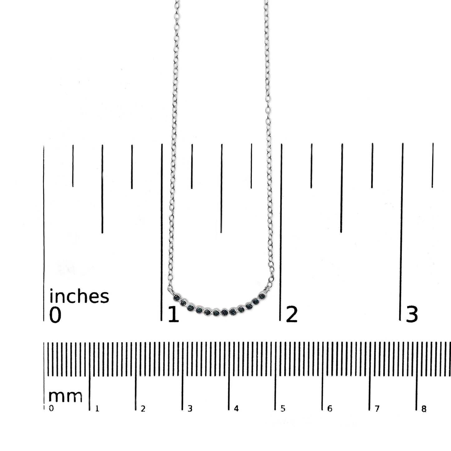 .925 Sterling Silver Blue Diamond Accent Curved Bar Necklace- 18"