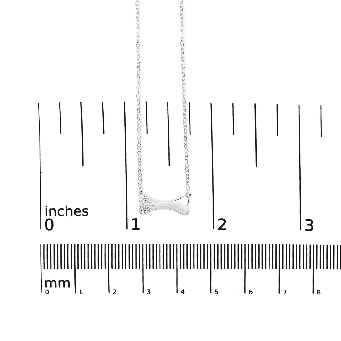 .925 Sterling Silver Diamond Accent Dog Bone Charm 18" Pendant Necklace (I-J Color, I2-I3 Clarity)