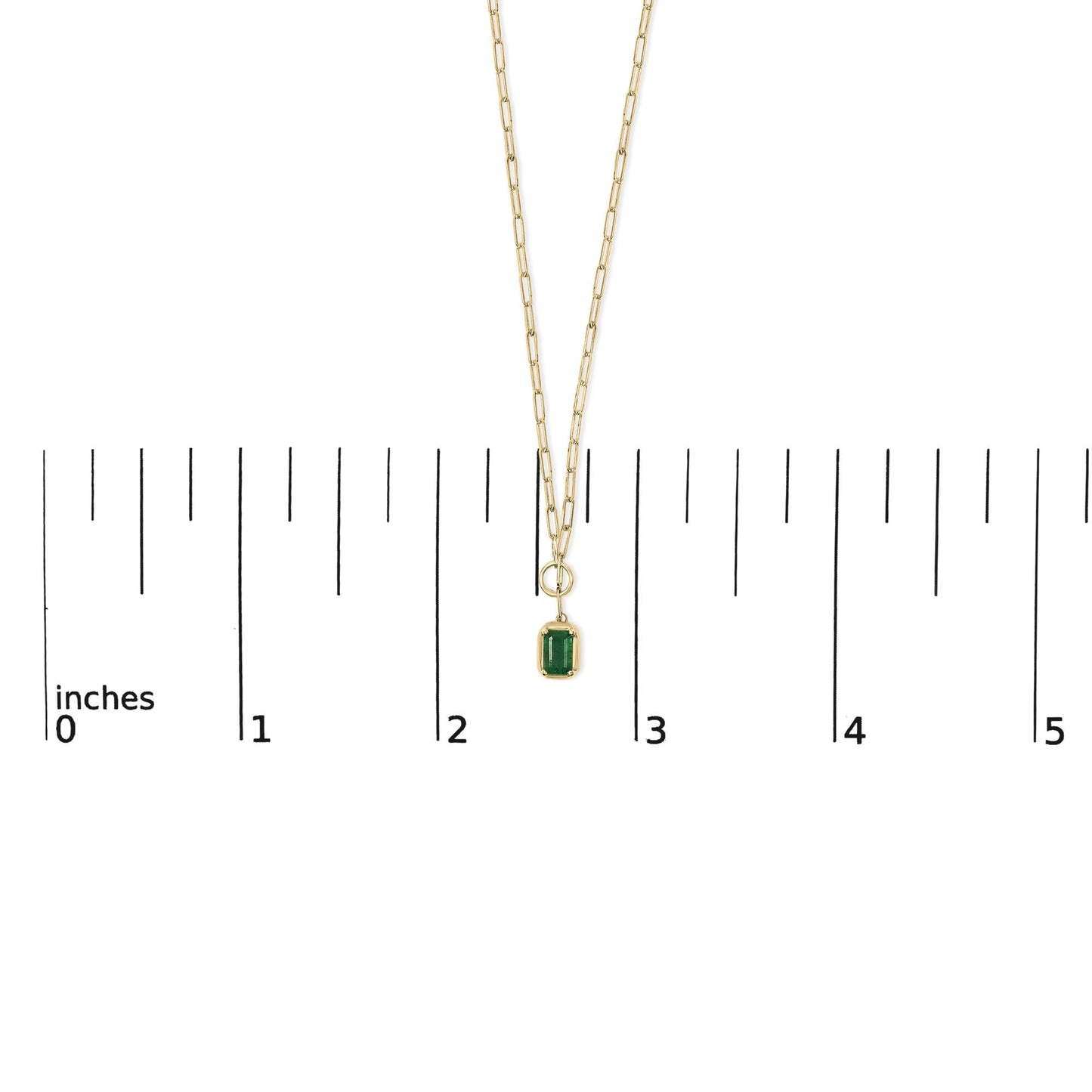 10K Yellow Gold Emerald Cut 6x4 MM Green Emerald Solitaire Pendant Necklace - 18 inch