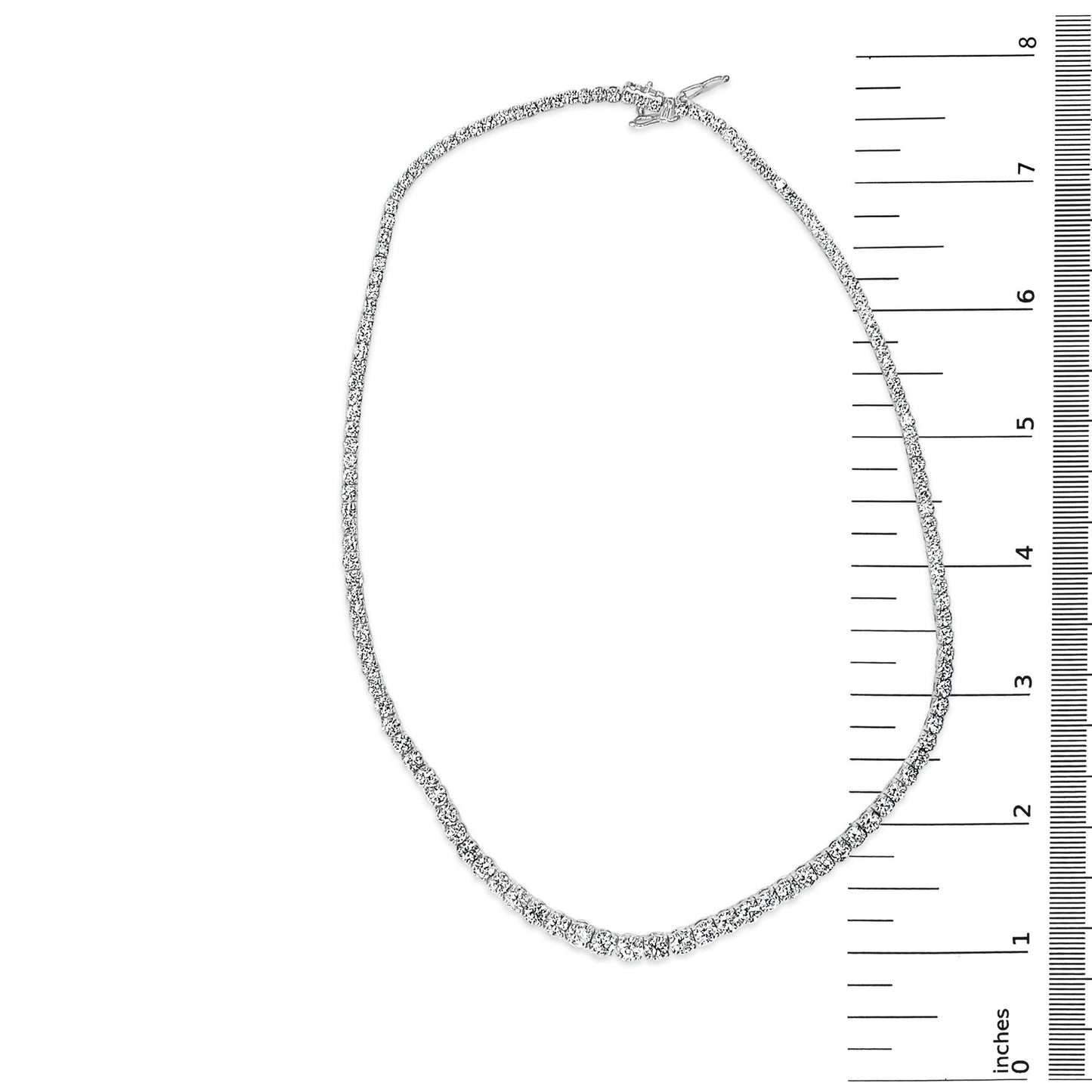 14K White Gold 16.00 Cttw Lab Grown Diamond Graduated Riviera Tennis Necklace  - 17 inch