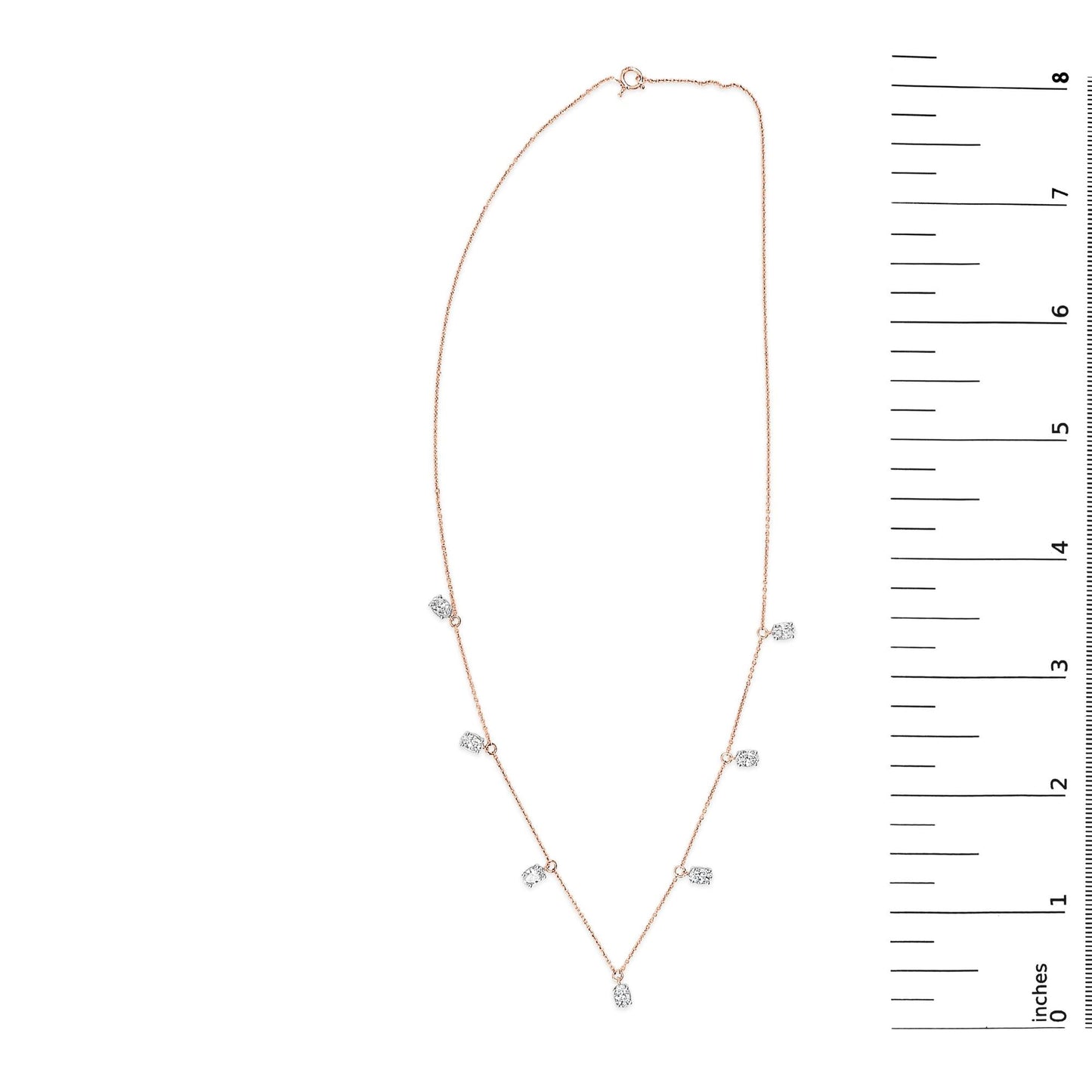 14K Rose Gold 1 3/8 Cttw Oval Lab Grown Diamond Dangle Station Necklace - 17" Inches