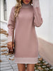 Striped Mock Neck Long Sleeve Sweater Dress