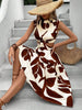 Cutout Printed Cap Sleeve Midi Dress