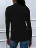 Shiny Drawstring Mock Neck Long Sleeve T-Shirt