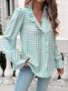 Frill Ruffled Plaid Long Sleeve Shirt