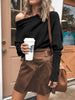 Full Size Single Shoulder Ribbed Knit Top Plus Size