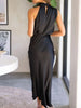 Asymmetrical Ruched Sleeveless Midi Dress