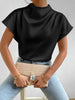 Mock Neck Short Sleeve Blouse