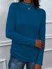 Shiny Drawstring Mock Neck Long Sleeve T-Shirt